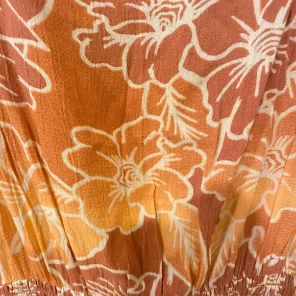 NWT Roxy Papaya Punch Palmy Breeze Orange Cut - Out Back Midi Dress, size Large - Picture 5 of 9